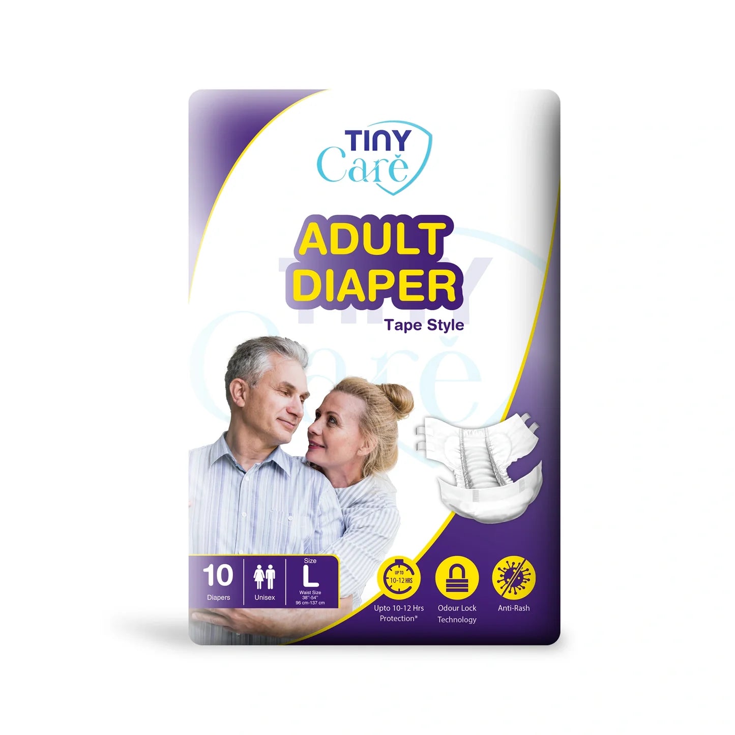 Tiny Care Adult Diapers – Tape Style Medium (M) | Up to 12 Hours Protection