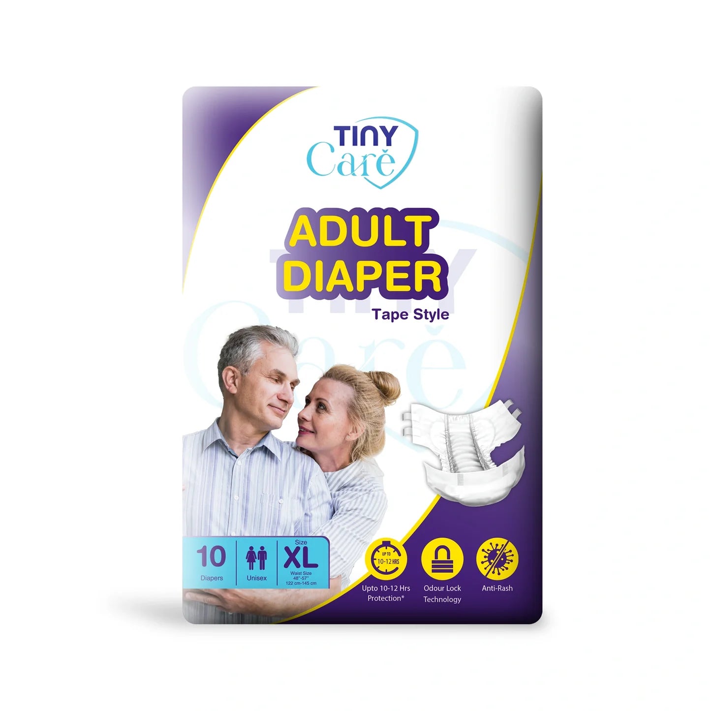 Tiny Care Adult Diapers – Tape Style Medium (M) | Up to 12 Hours Protection
