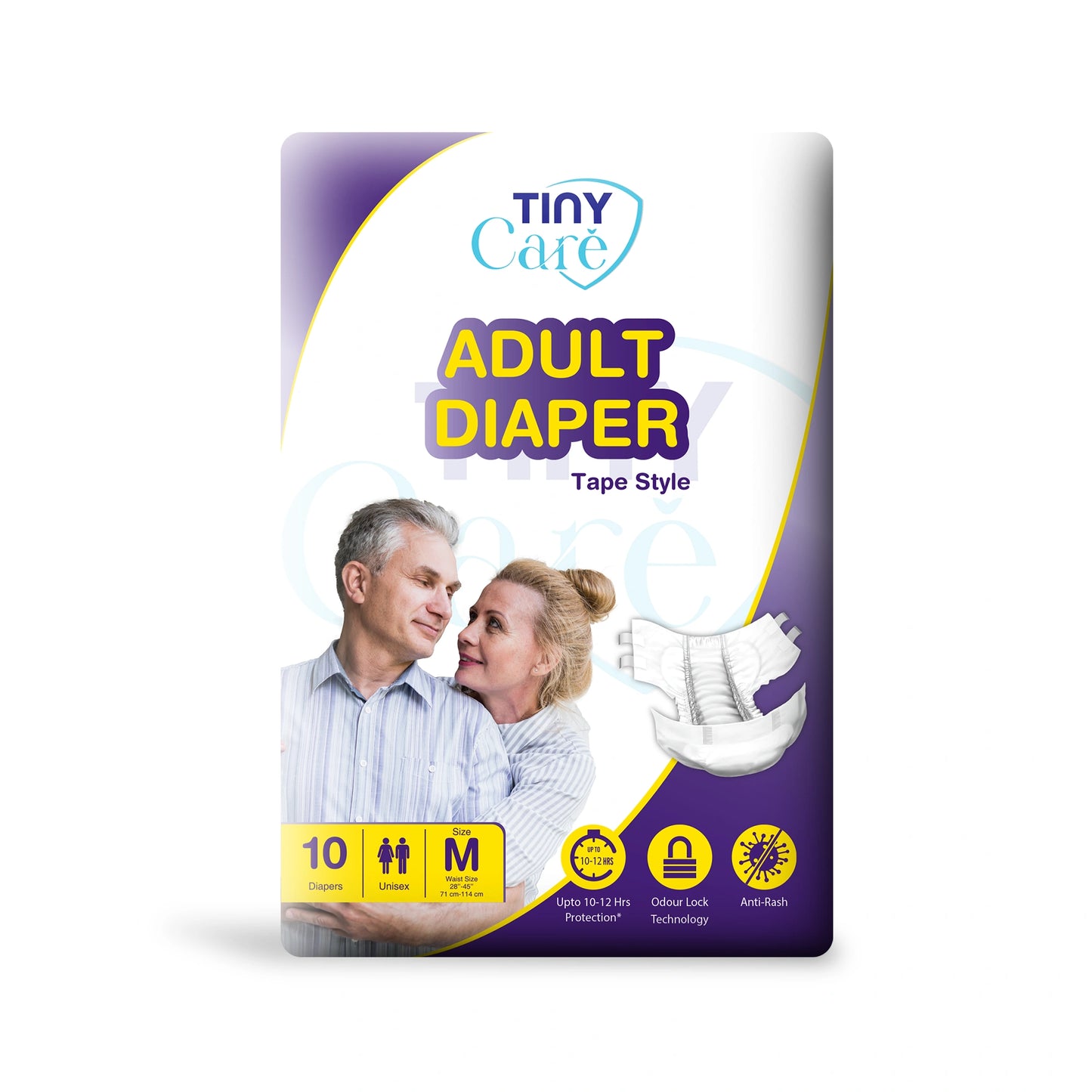 Tiny Care Adult Diapers – Tape Style Medium (M) | Up to 12 Hours Protection