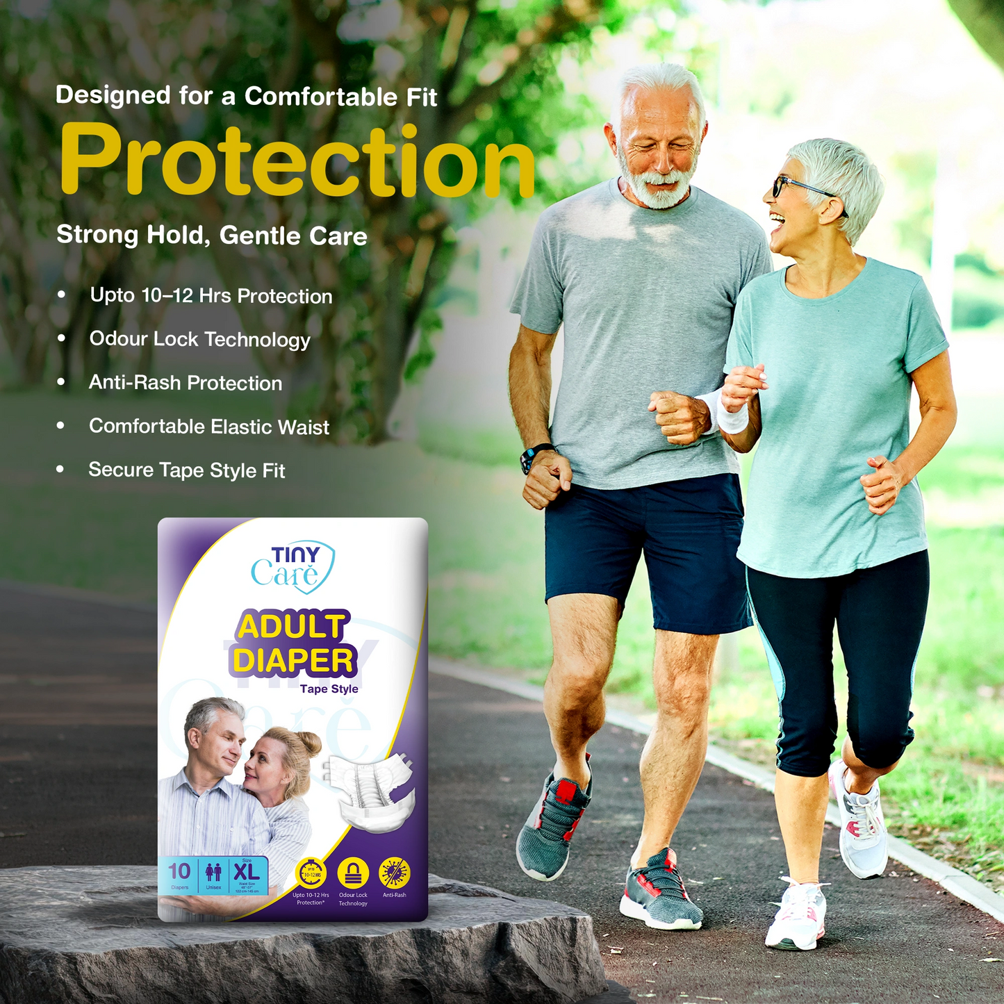 Tiny Care Adult Diapers – Tape Style Extra Large (XL) | Up to 12 Hours Protection