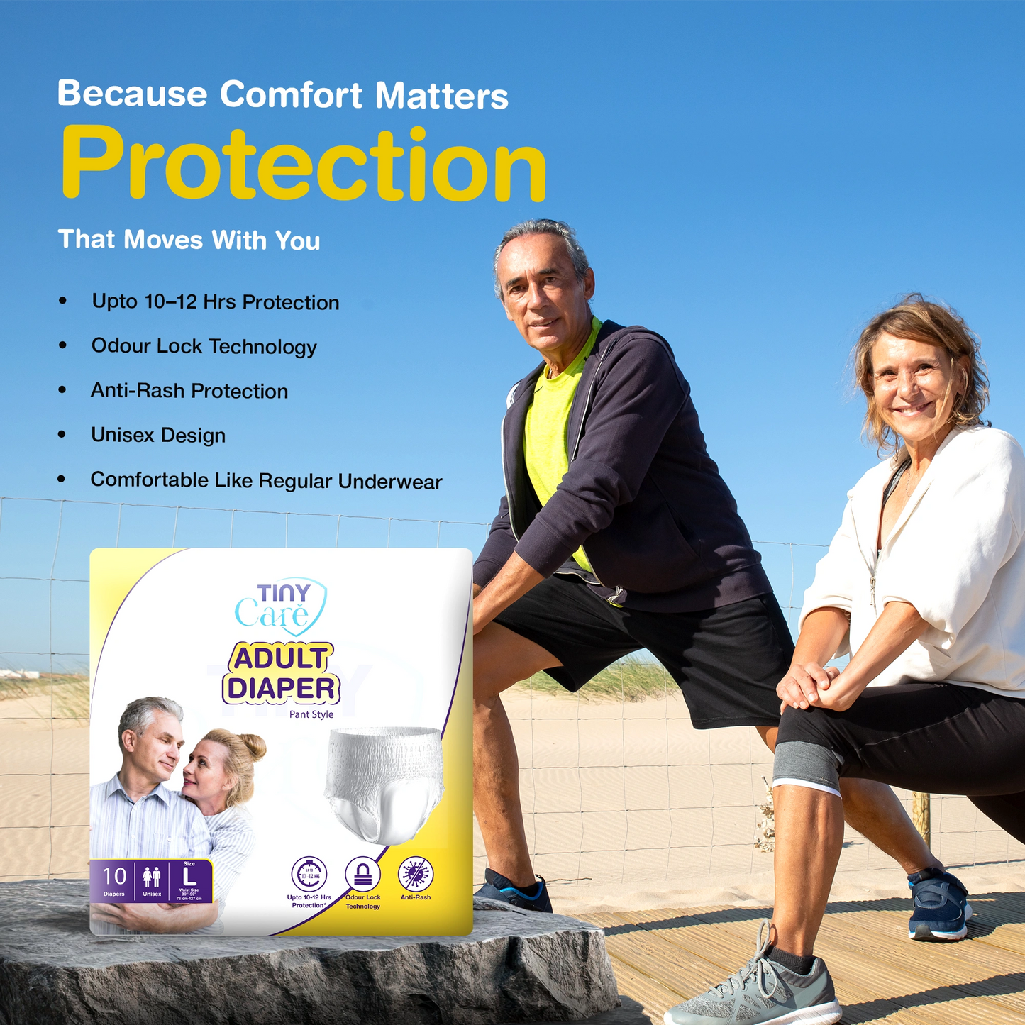 Tiny Care Adult Diaper Pants – Large (L) | Pant Style, Up to 12 Hours Protection