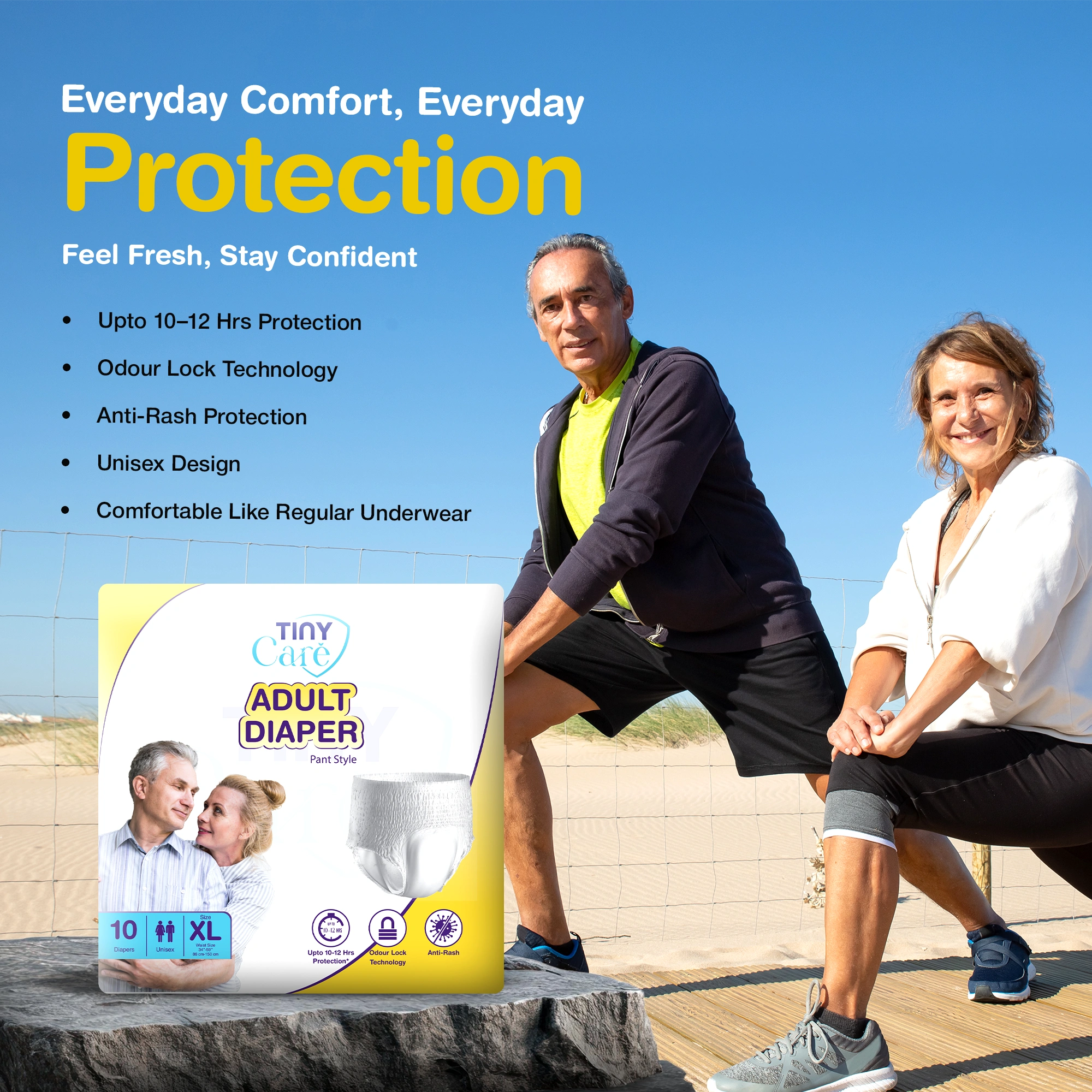 Tiny Care Adult Diaper Pants – Extra Large (XL) | Pant Style, Up to 12 Hours Protection