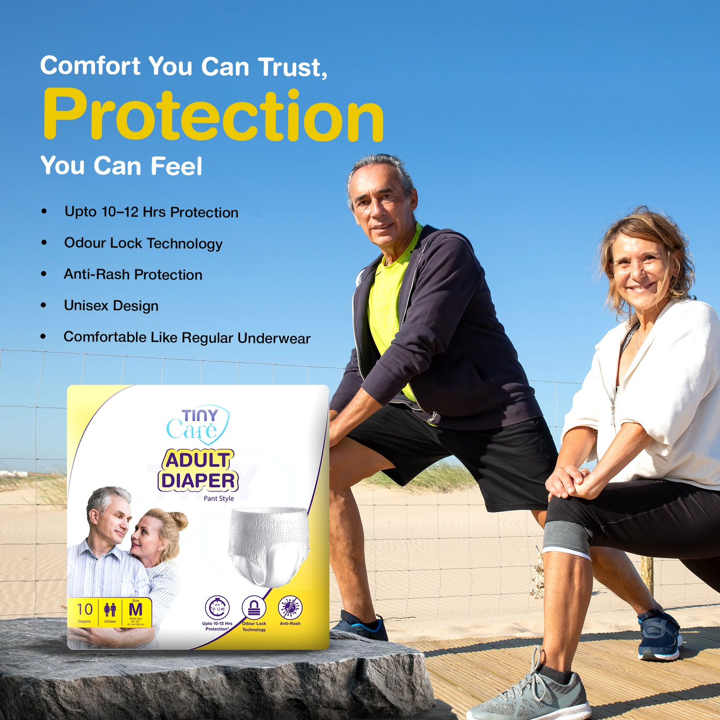Tiny Care Adult Diaper Pants – Medium (M) | Pant Style, Up to 12 Hours Protection
