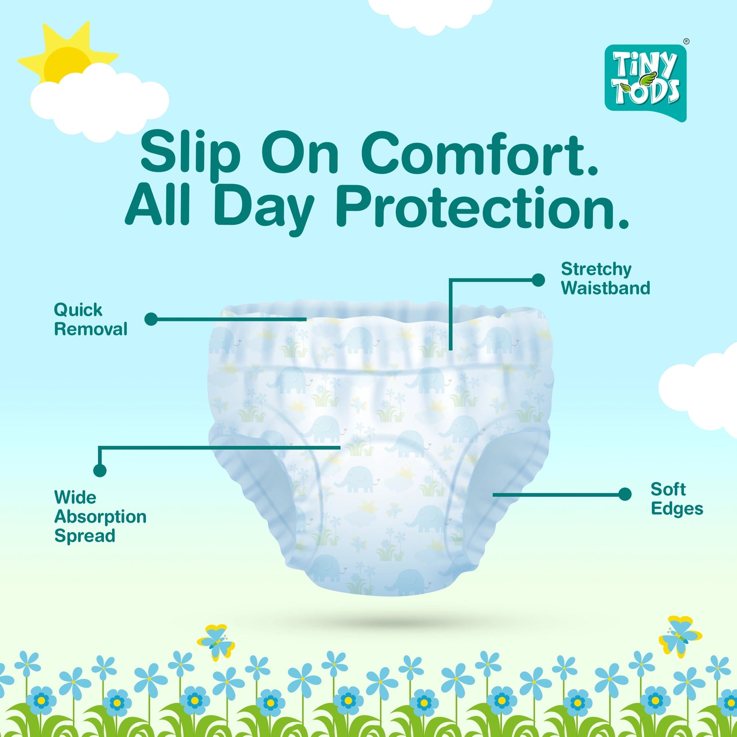 Tiny Tods Premium Baby Diapers – Jumbo Pack NB (80 Pants)