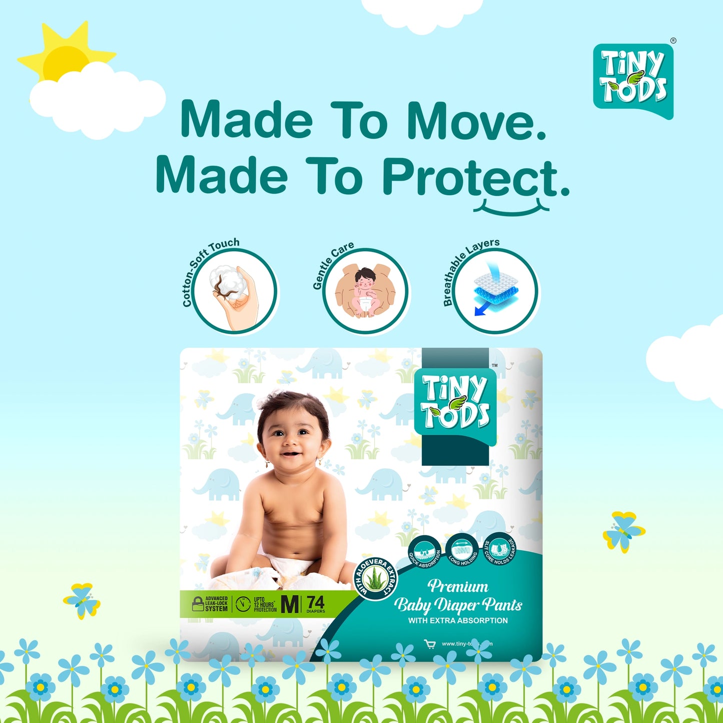 Premium Baby Diapers – Jumbo Pack Medium (74 Pants)