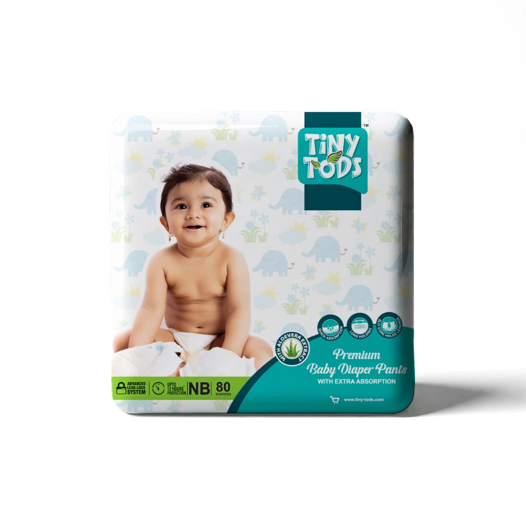 Tiny Tods Premium Baby Diapers – Jumbo Pack NB (80 Pants)