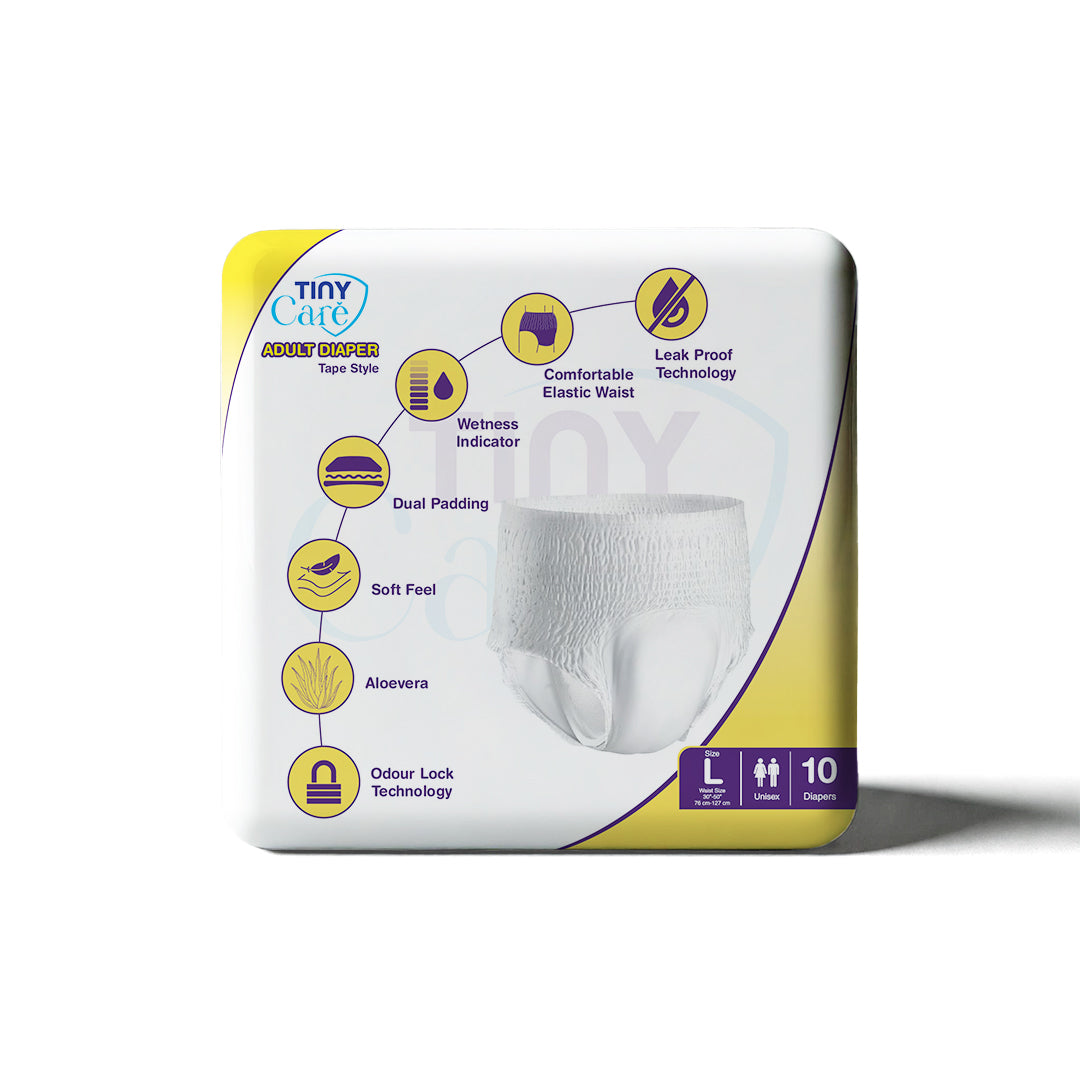 Tiny Care Adult Diaper Pants – Large (L) | Pant Style, Up to 12 Hours Protection