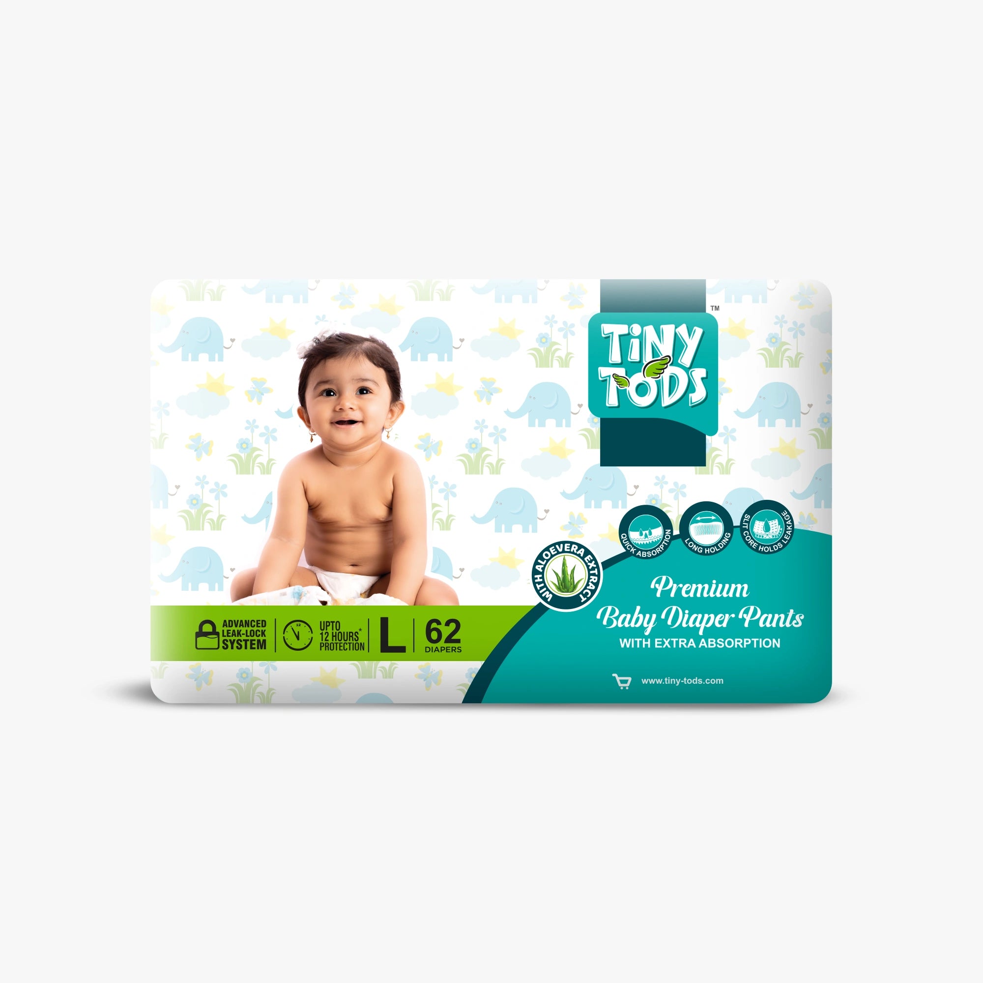 Premium Baby Diapers – Jumbo Pack Large (62 Pants)