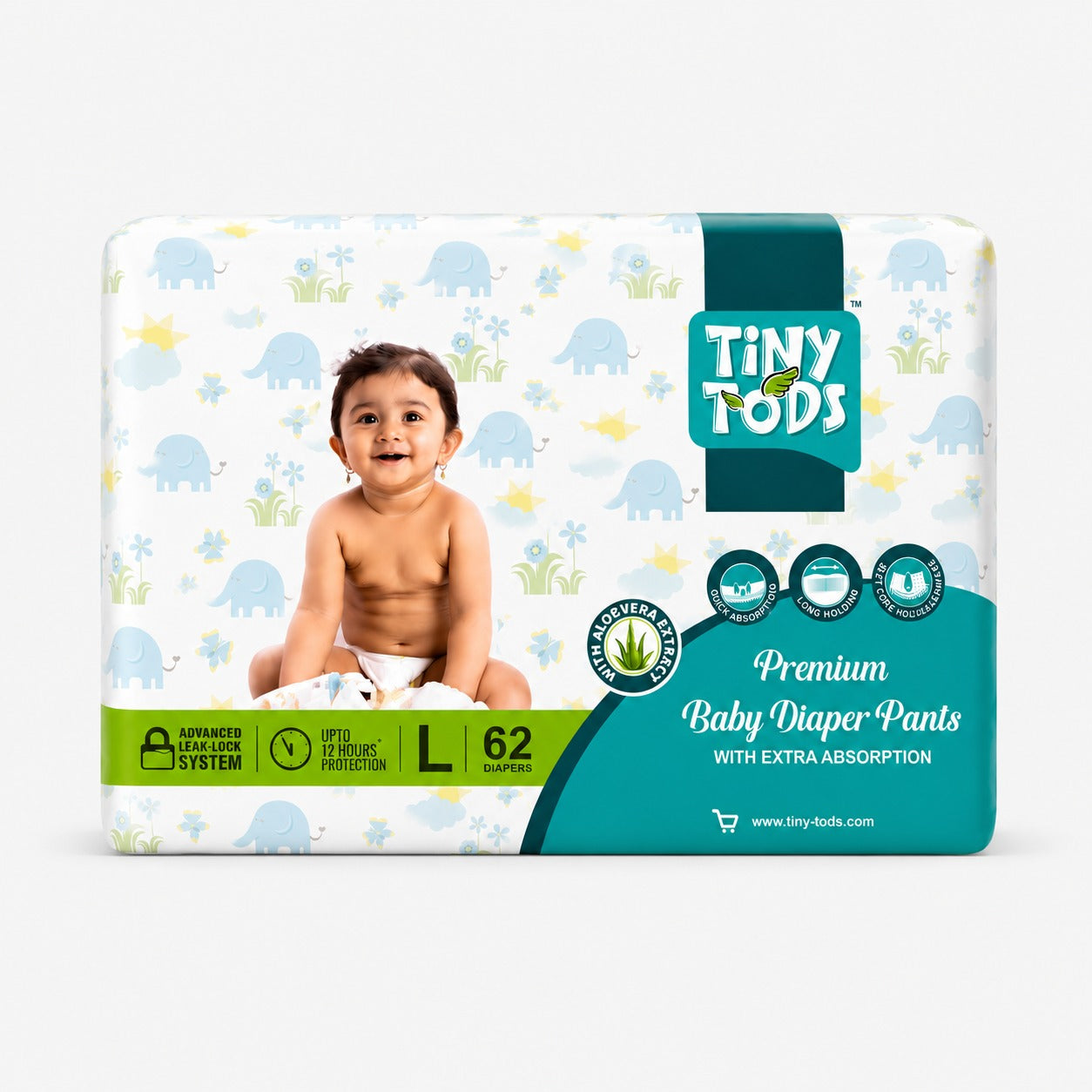 Premium Baby Diapers – Jumbo Pack Large (62 Pants)