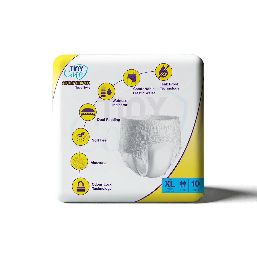 Tiny Care Adult Diaper Pants – Extra Large (XL) | Pant Style, Up to 12 Hours Protection