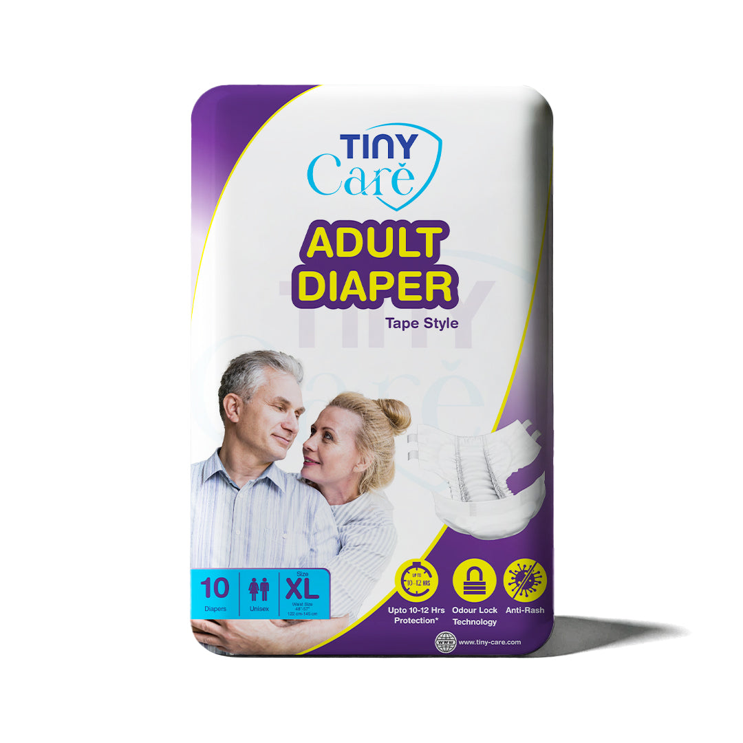 Tiny Care Adult Diapers – Tape Style Medium (M) | Up to 12 Hours Protection