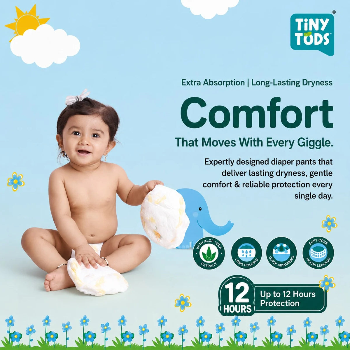 Tiny Tods Baby Diapers XL (20 Pants)