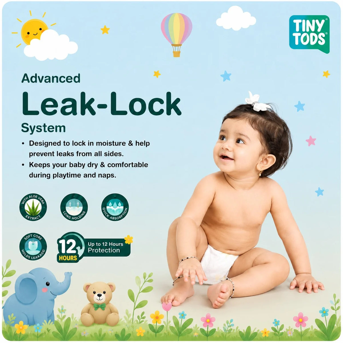 Tiny Tods Baby Diapers Large (24 Pants)